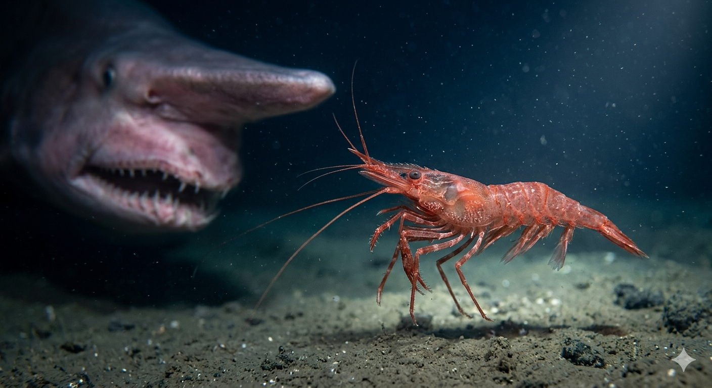 Crevettes et autres custracés dans l'alimentation du requin lutin